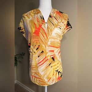 NWOT Top: Pull-Over Jersey, V-Neck, Pleated, Crinkle, Unlined